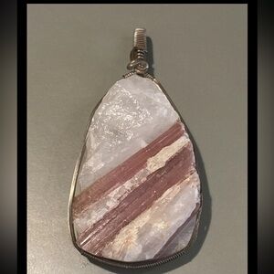 Gorgeous Large Wire Wrapped Pink Natural Tourmaline In Quartz
